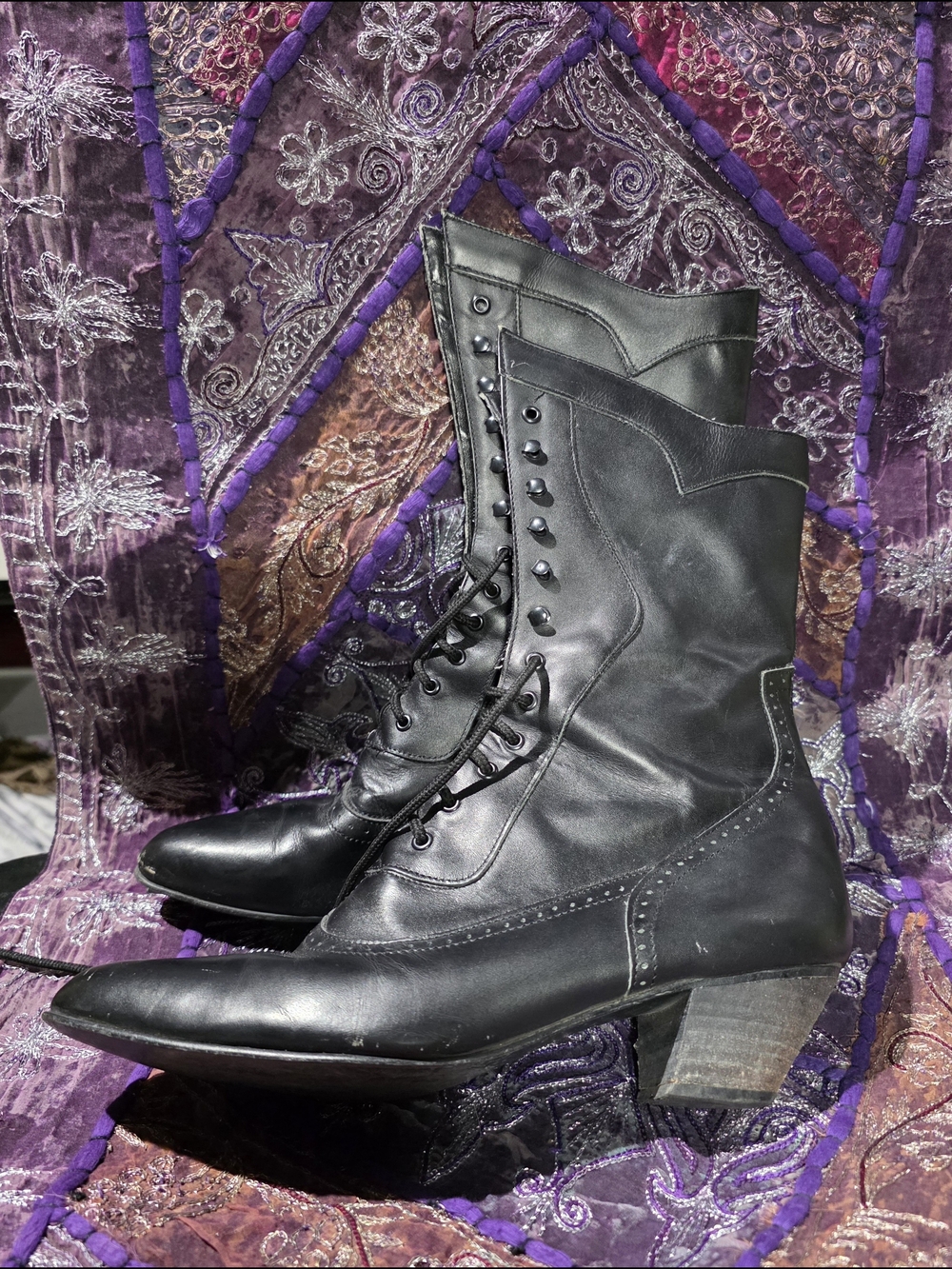 Black Lace-Up Victorian-Inspired Women's Ankle Boots